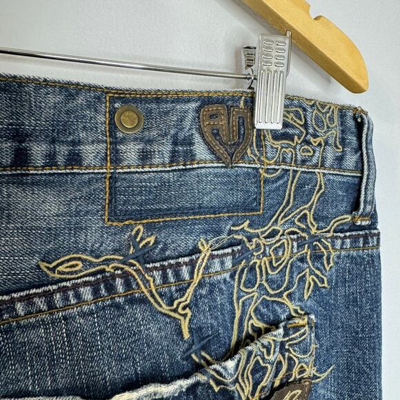 Artful Dodger Baggy Mens Bird Of Prey Embroidered Jeans Straight Wide Y2K 40x34 - Picture 9 of 12